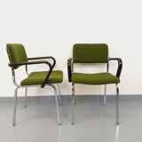 Pair of vintage fabric and chrome armchairs from the 70s