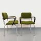 Pair of vintage armchairs in fabric and chrome from the 1970s.