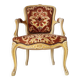 Louis XV style cabriolet armchair - floral velvet seat
