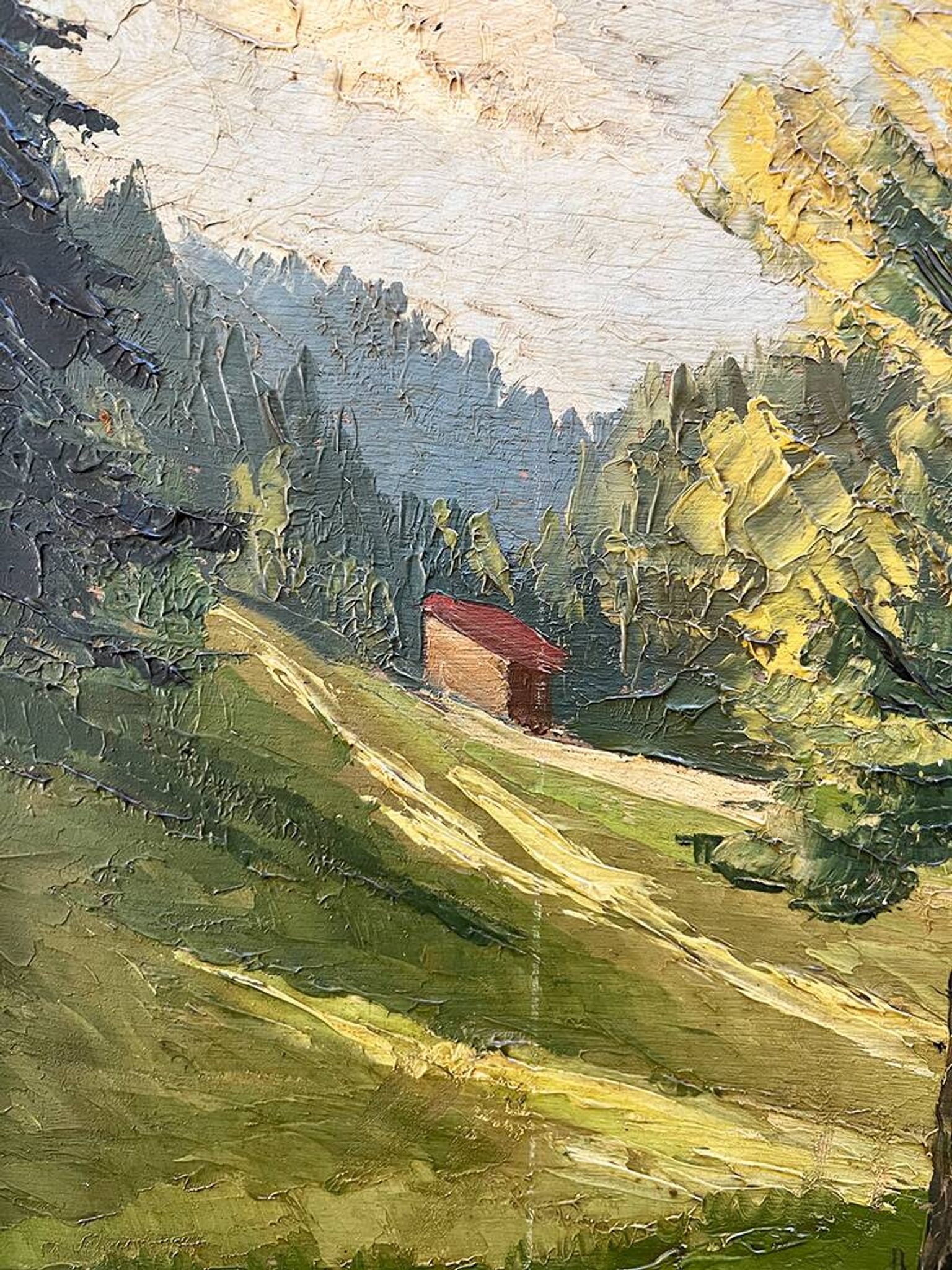 Tableau « L'arbre dans la vallée », huile sur panneau signée, 1936