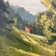 Tableau « L'arbre dans la vallée », huile sur panneau signée, 1936