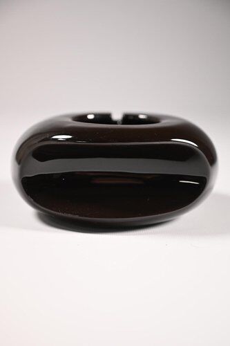 Model 411 Ashtray in Brown Glazed Ceramic from Sicart
