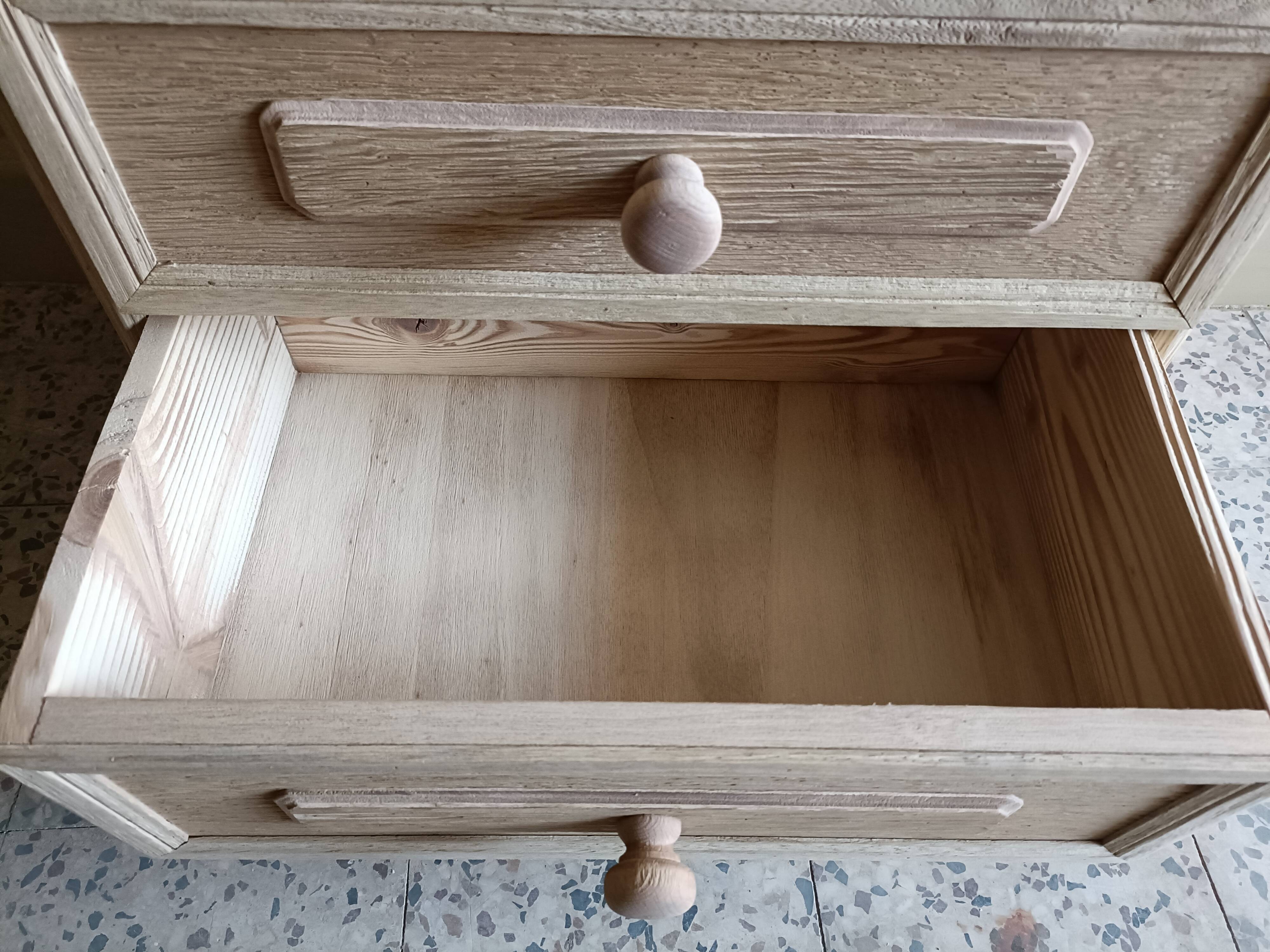 Renovated raw bedside table with 3 drawers