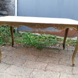 Coffee tanle brass and marble white 1960