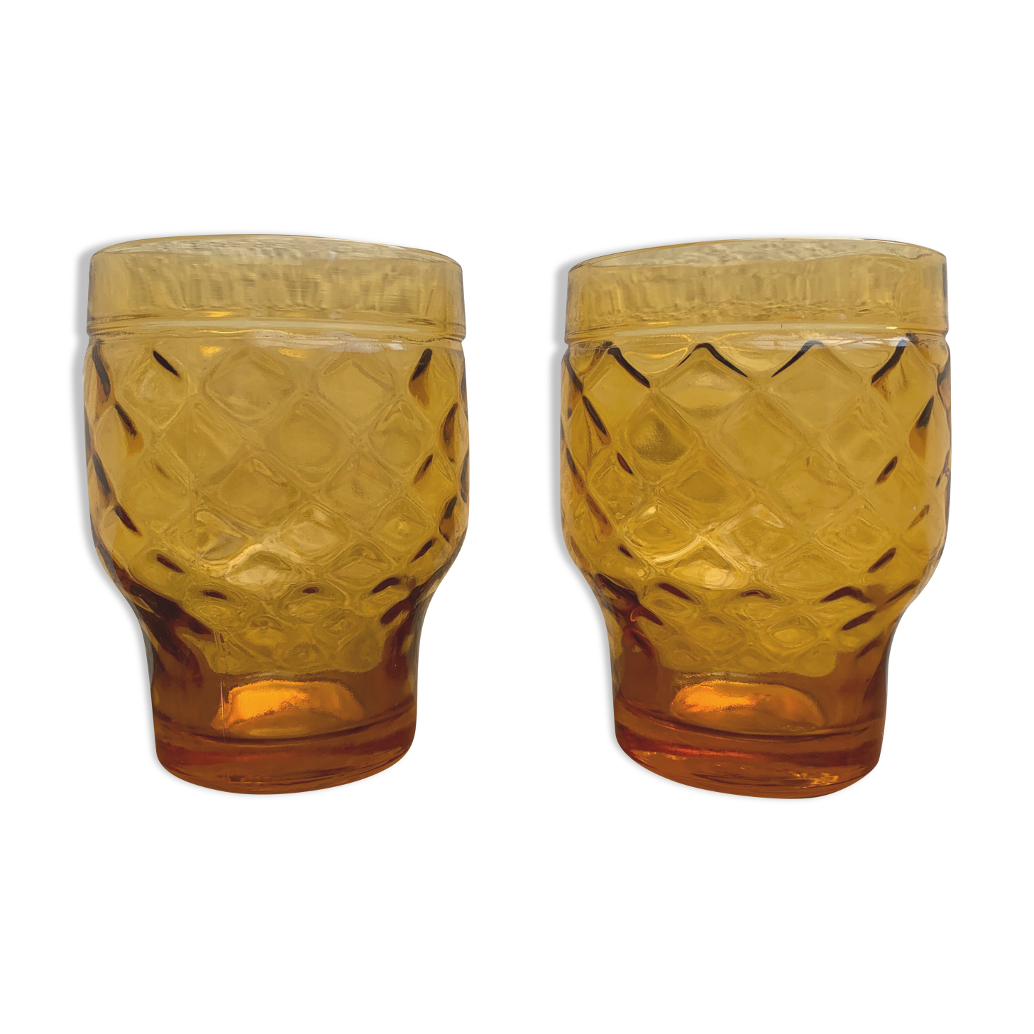 2 vintage glasses pernod anisette amber glass