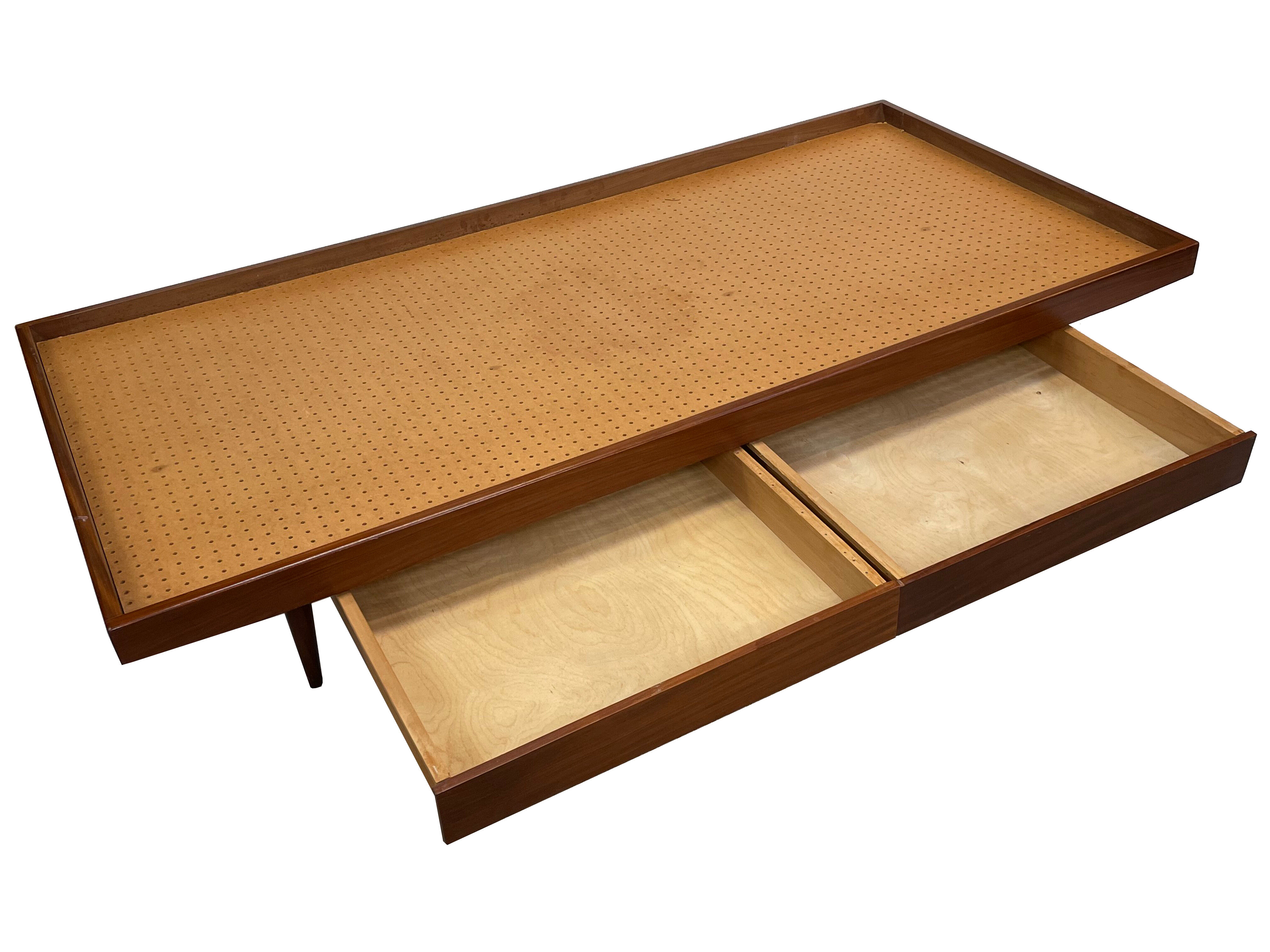 Teak daybed 1960s minimalist design with drawers