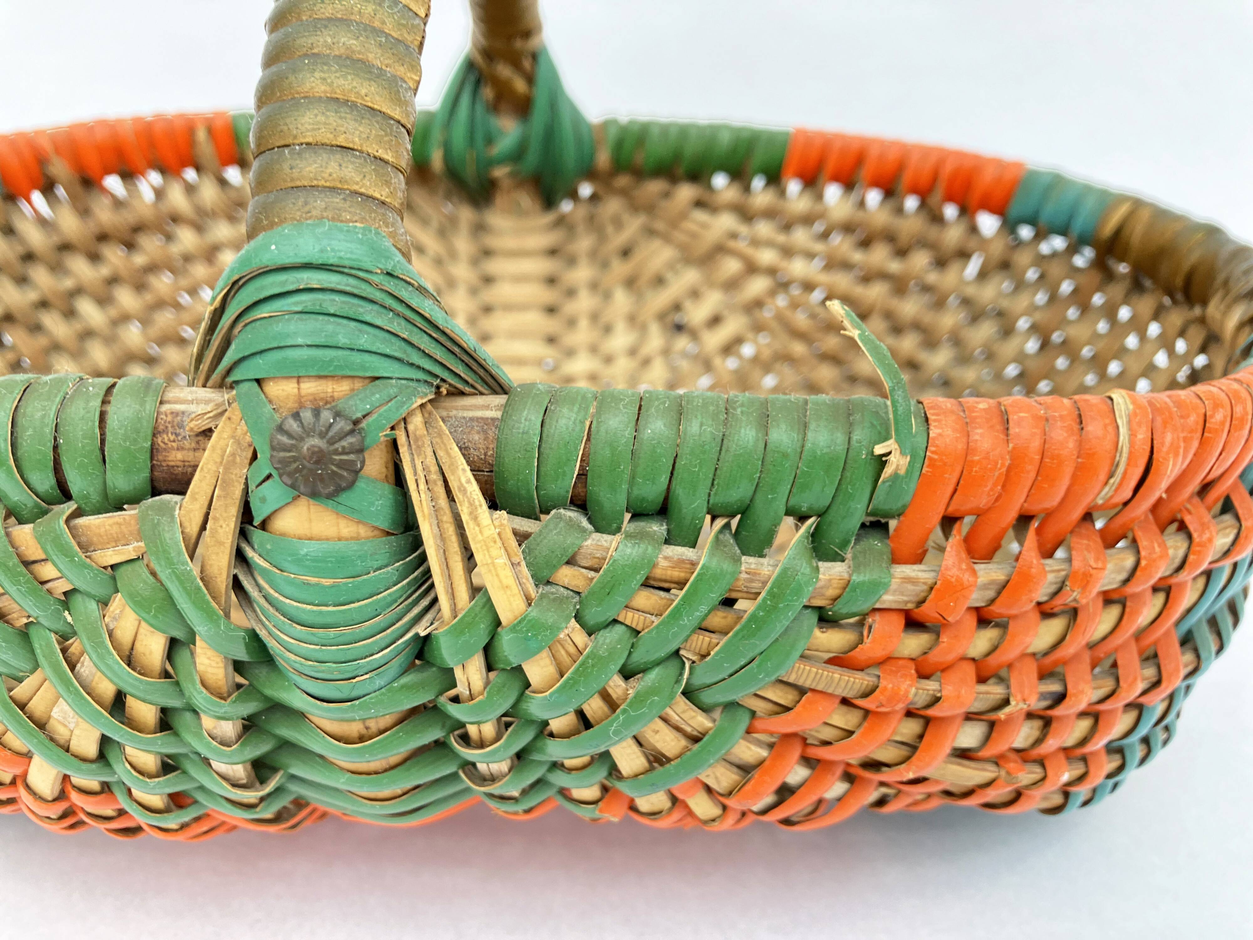 Rattan blade basket, circa 50-70