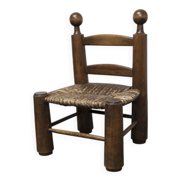 Chaise enfant 1960 chêne et osier