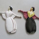 Couple of ceramic wall-mounted Arlesiennes