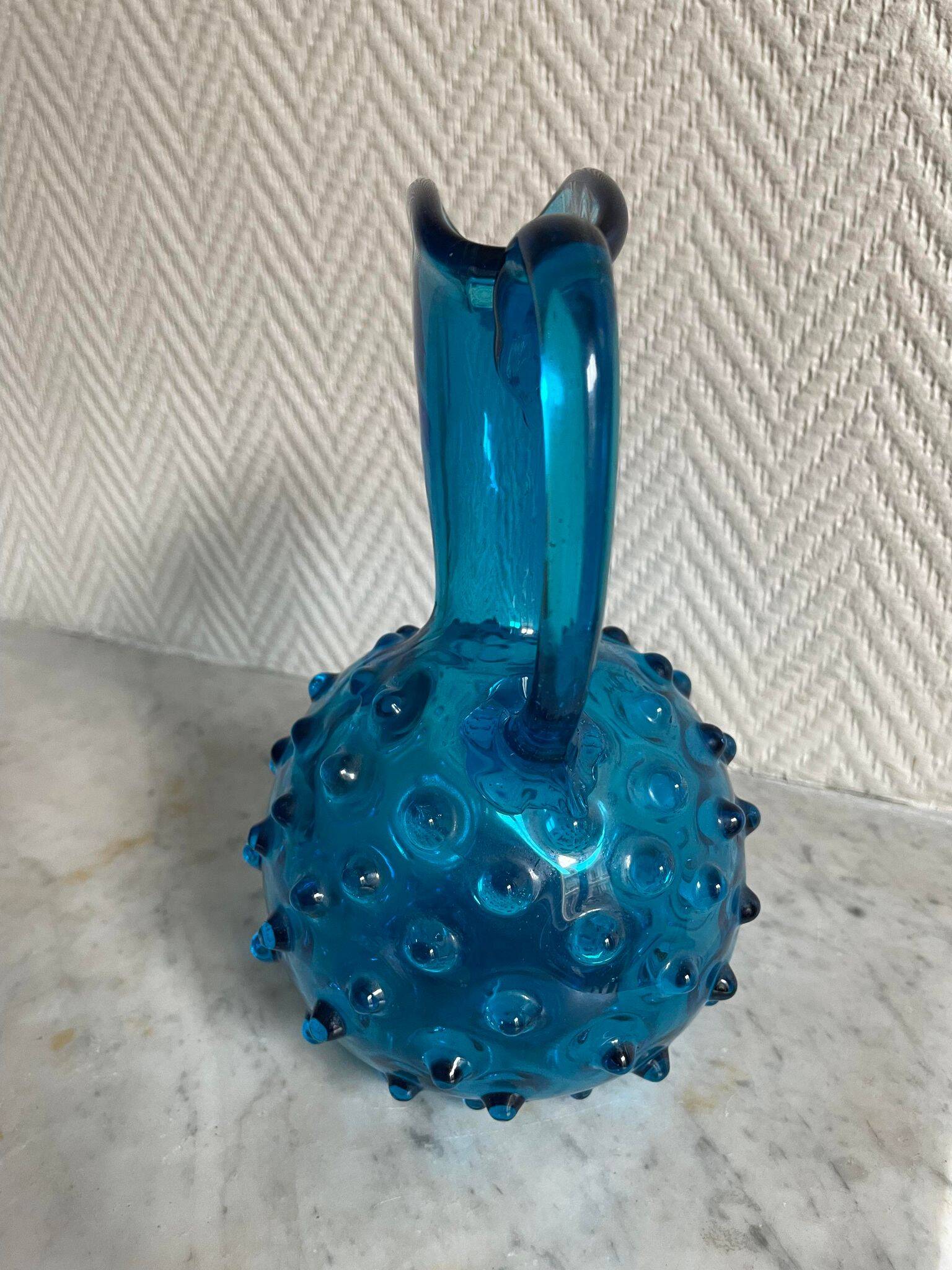 Empoli style studded blue vase