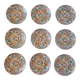 Service de 9 assiettes à pain ou à pâtes en porcelaine de Macao, peintes à