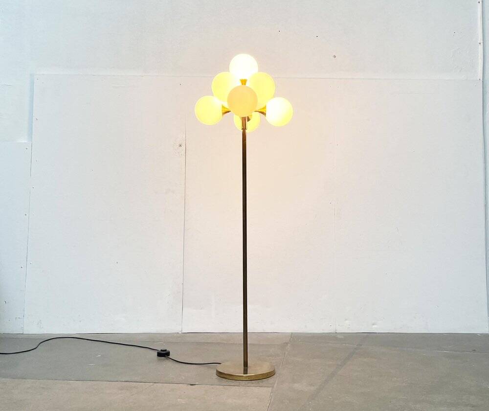 German brass floor lamp in Space Age style from the mid-century by Kaiser Leuchten, 1960s.