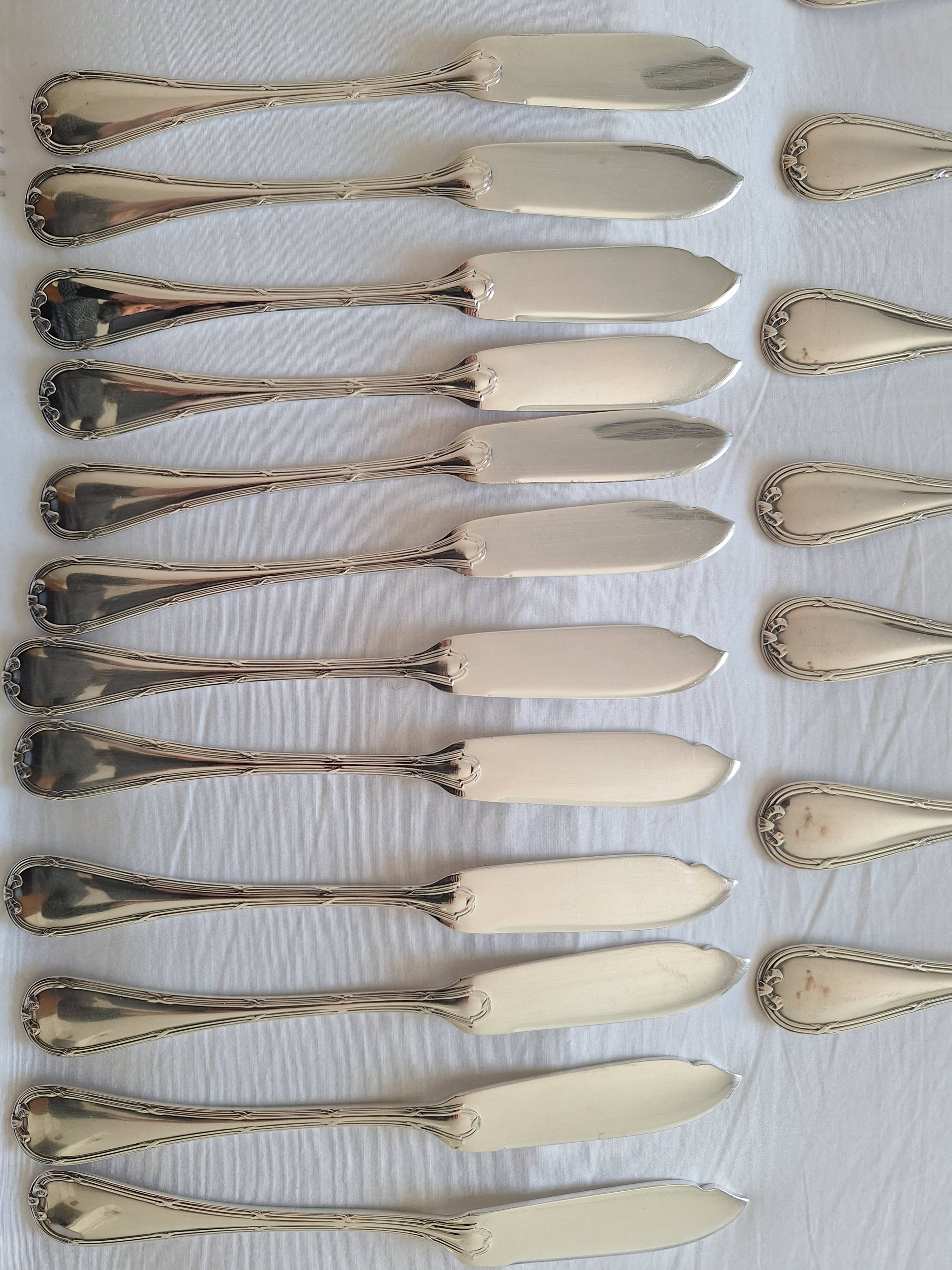Christofle Rubans Cutlery Set - 133 pieces in silver-plated metal