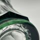 Cut and lined green crystal vase from Val Saint-Lambert
