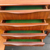 Low teak buffet enfilade, vintage Scandinavian style.