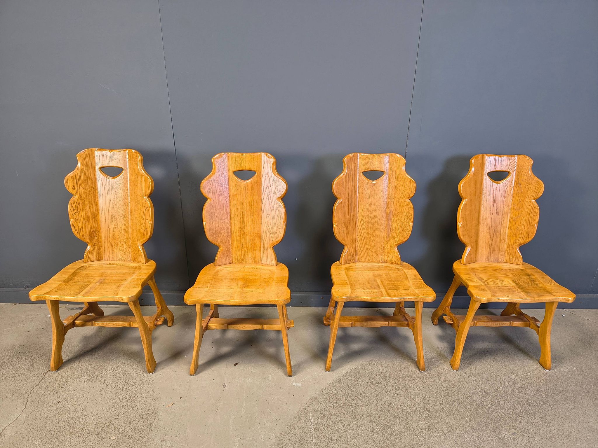 Vintage rustic dining chairs, set of 4 - 1960s