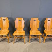 Vintage rustic dining chairs, set of 4 - 1960s
