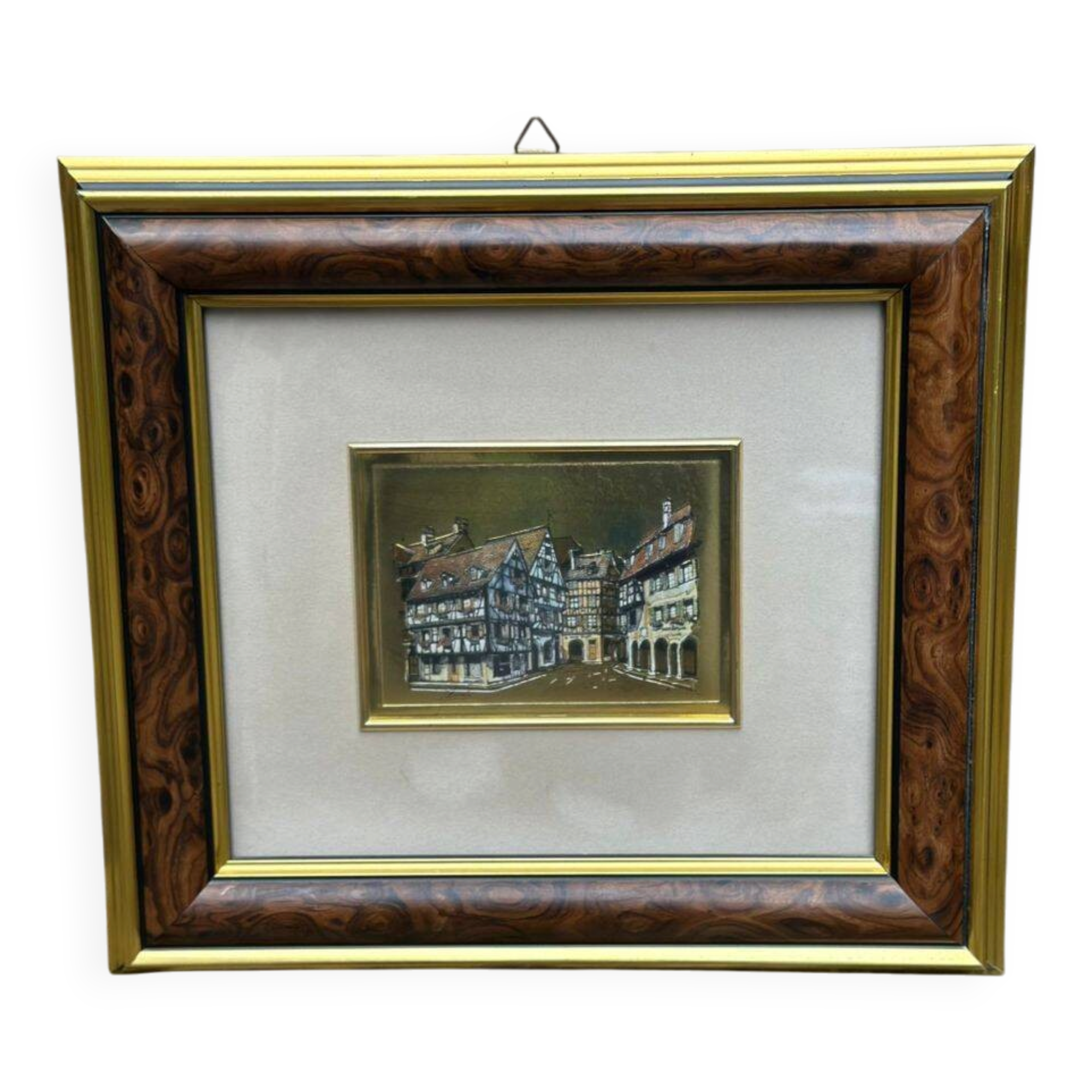 Old chromolithograph relief tableau from the 1970s.
