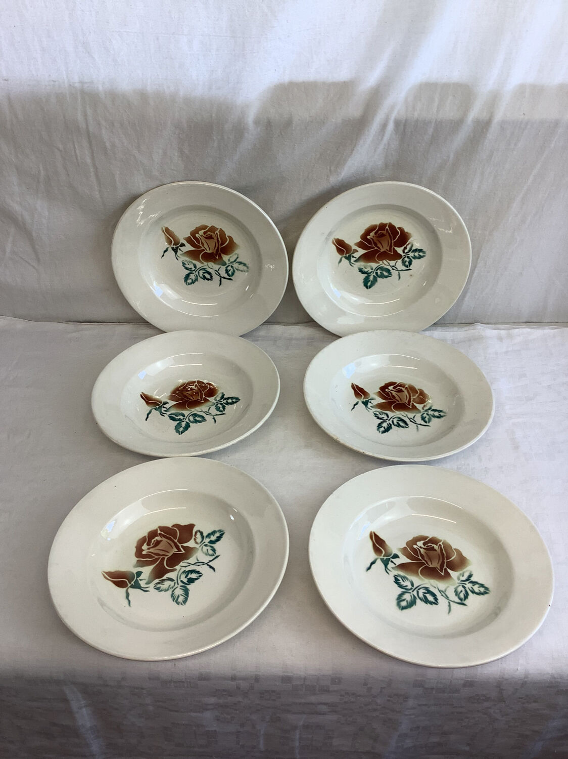 6 old Digoin soup plates