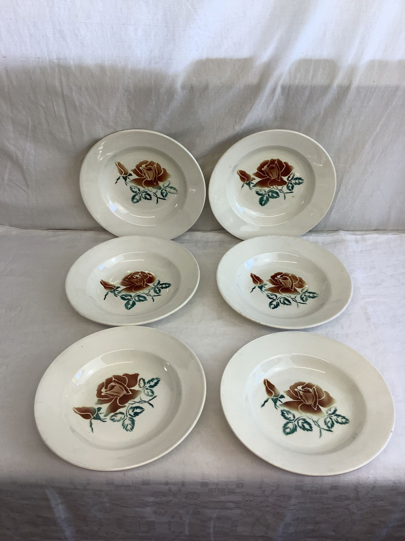 6 old Digoin soup plates