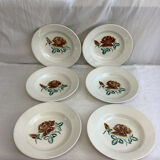 6 old Digoin soup plates