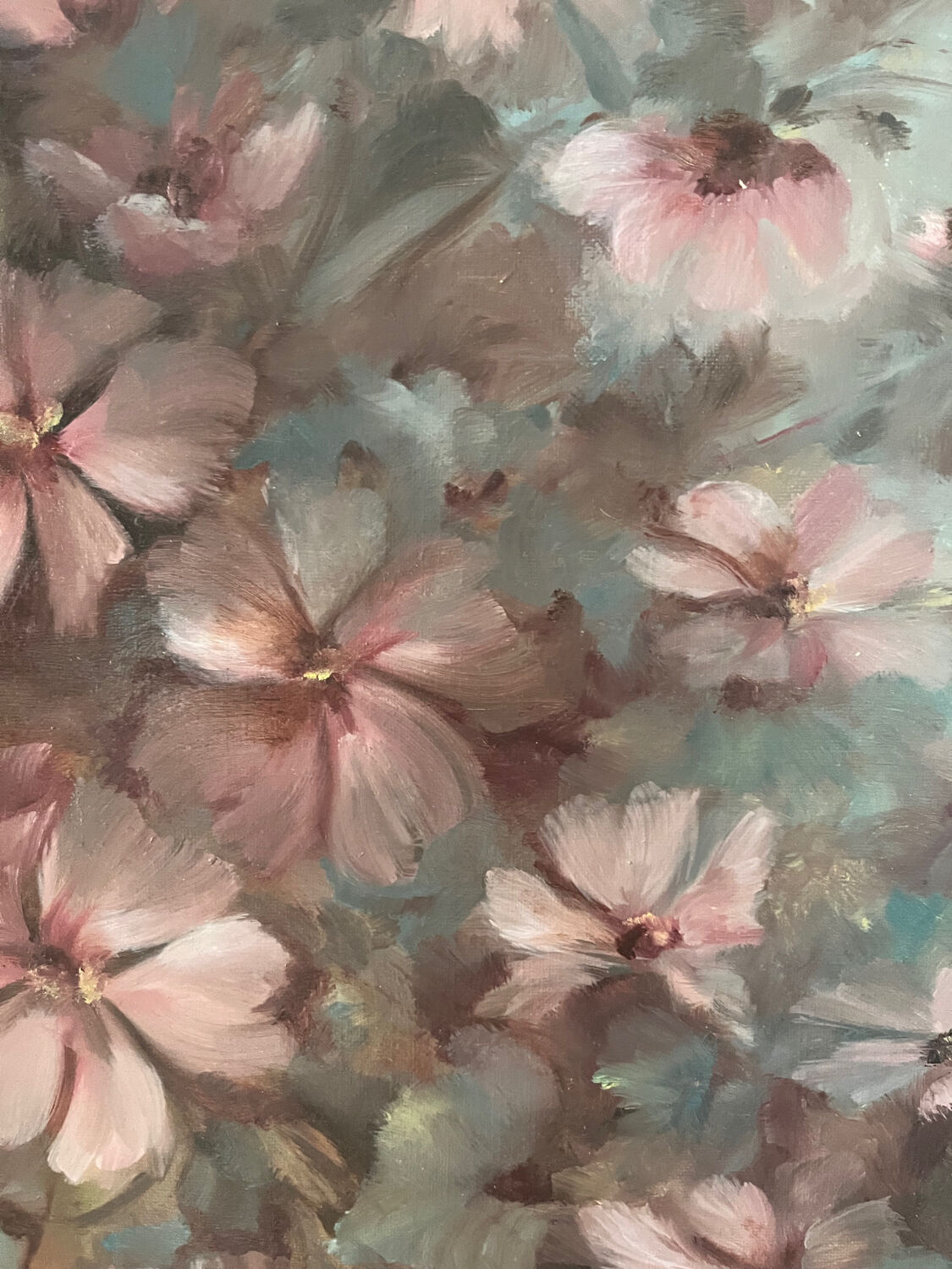 Flowers, oil on canvas signed by Nicole de Fourmantel, 1997