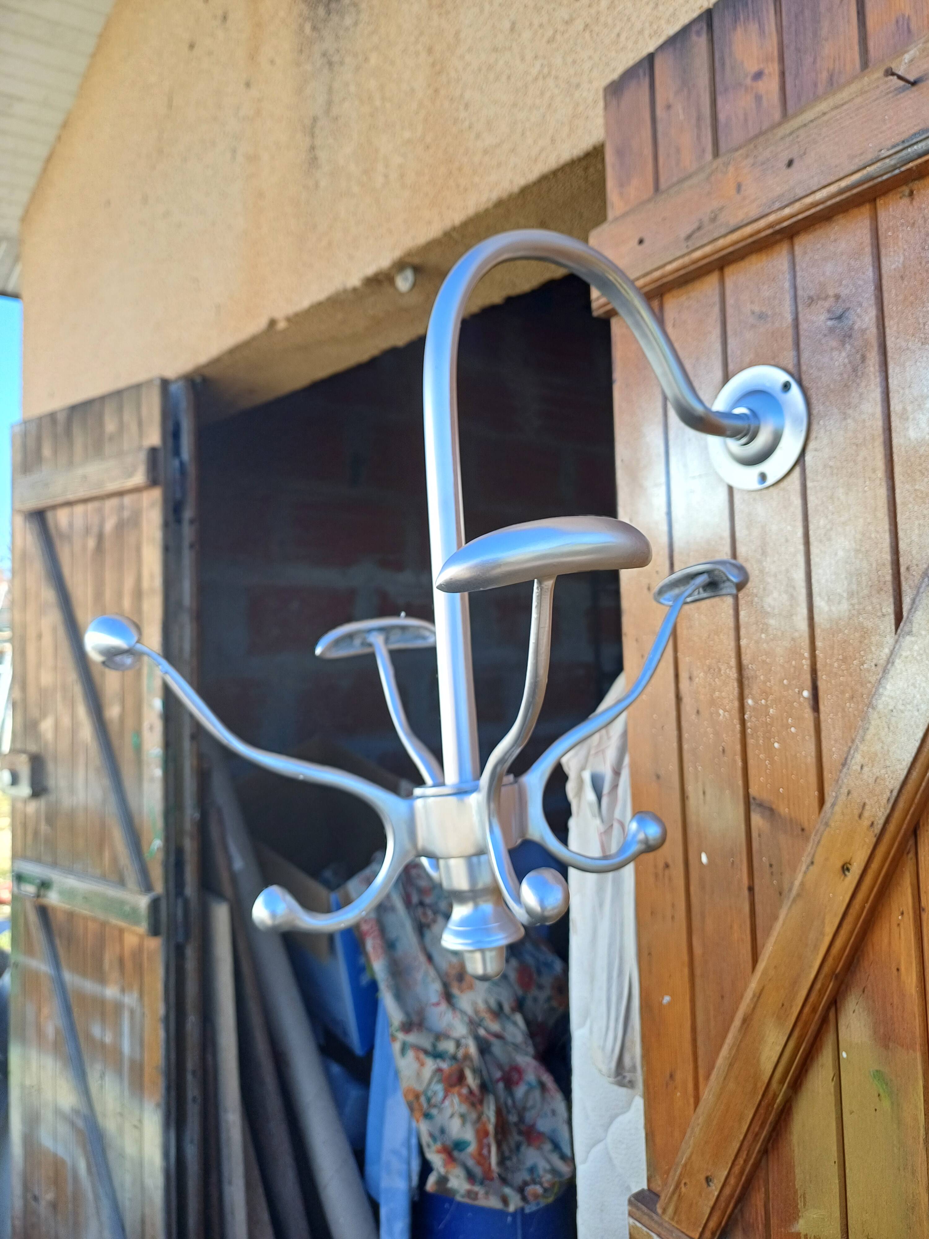 Chrome Metal Wall Coat Rack with Turnstile