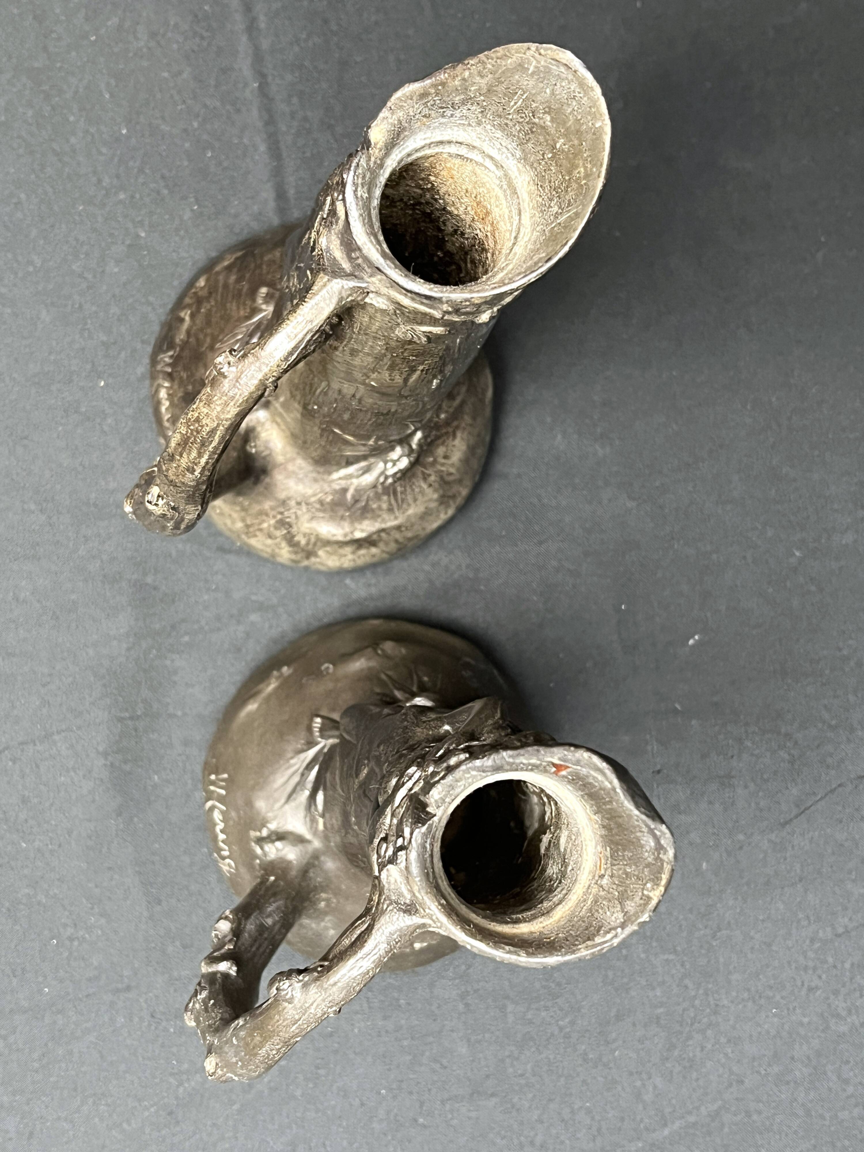 Art Nouveau pair of pewter vases signed W. Hering circa 1900