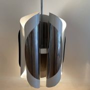 Chrome and bakelite pendant light, Italy, 1970s.