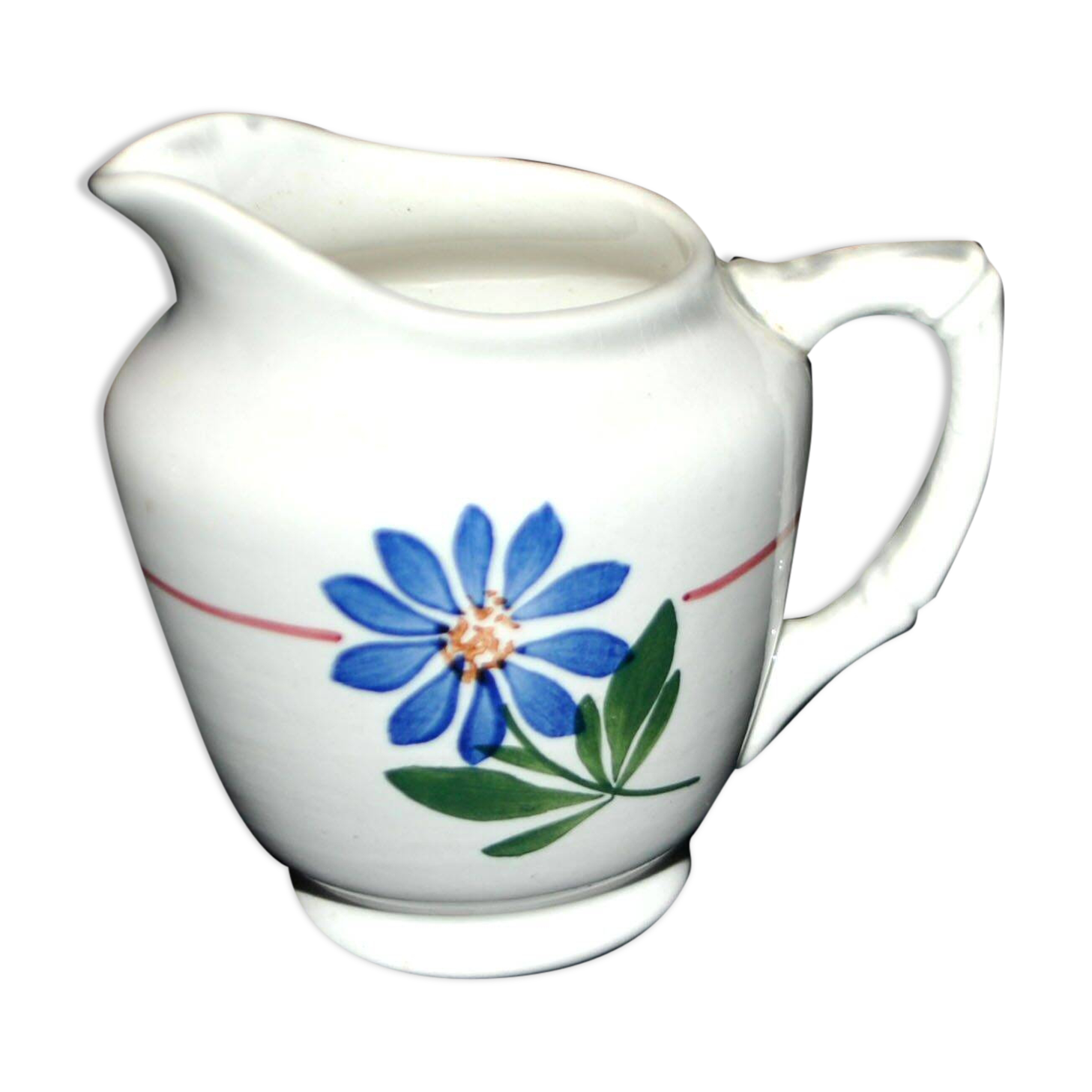 Pot à lait, crémier en faïence de Sarreguemines, décor au pochoir, 1920