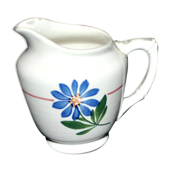 Pot à lait, crémier en faïence de Sarreguemines, décor au pochoir, 1920