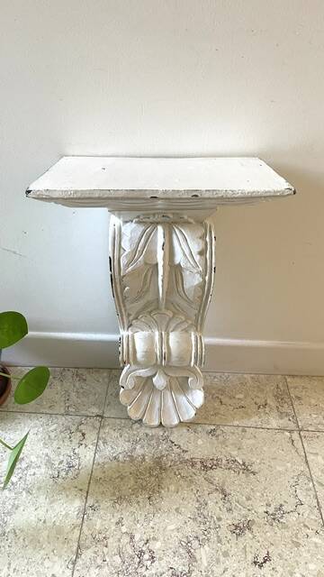 White Patinated Wall Console Shelf