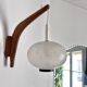 Scandinavian teak opaline wall light
