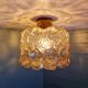 Brass and amber textured glass ceiling light, design by Helena Tynell, Limburg.