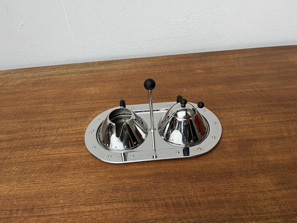 Postmodern Italian plateau for sugar and milk by Michael Graves for Alessi, 1980s, set of 3.