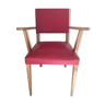 Fauteuil avec accoudoirs skaï rouge années 50