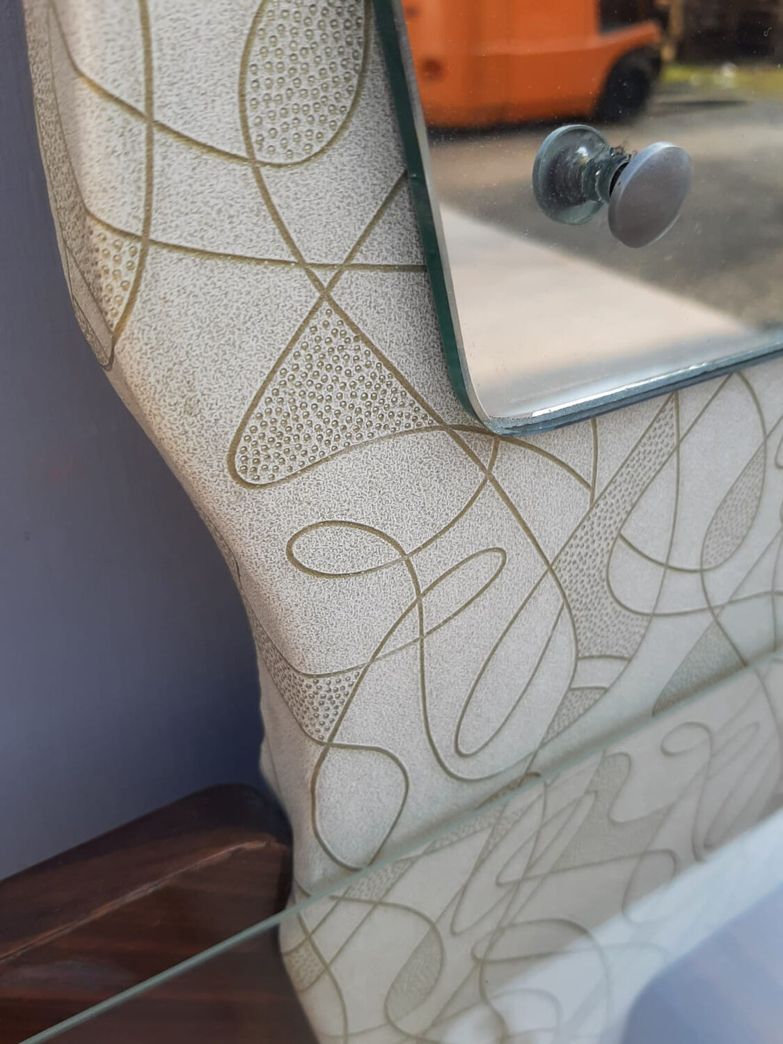 Dressing table or vintage entrance furniture with its 1960s seat