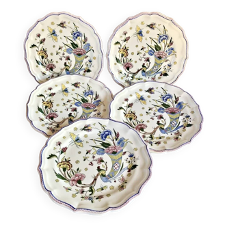 5 assiettes à dessert Gien décor corne d’abondance 1960 1971