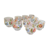 Set of 9 vintage water glasses in glass decoration flowers of the multicolored fields