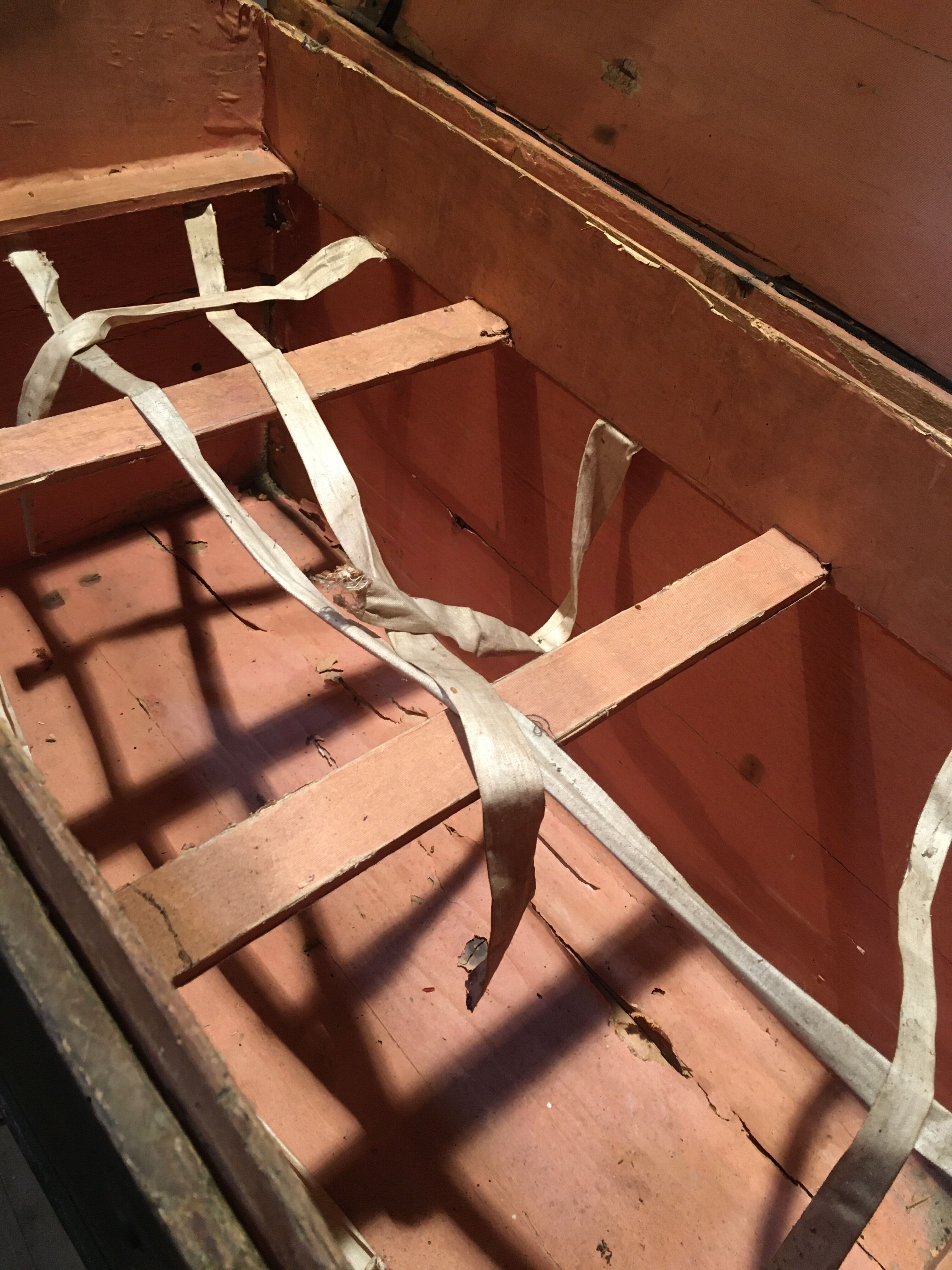 Black travel trunk with a fabric top