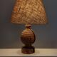 Rare vintage Mid Century brutalist flamed pine table lamp  by Temde
