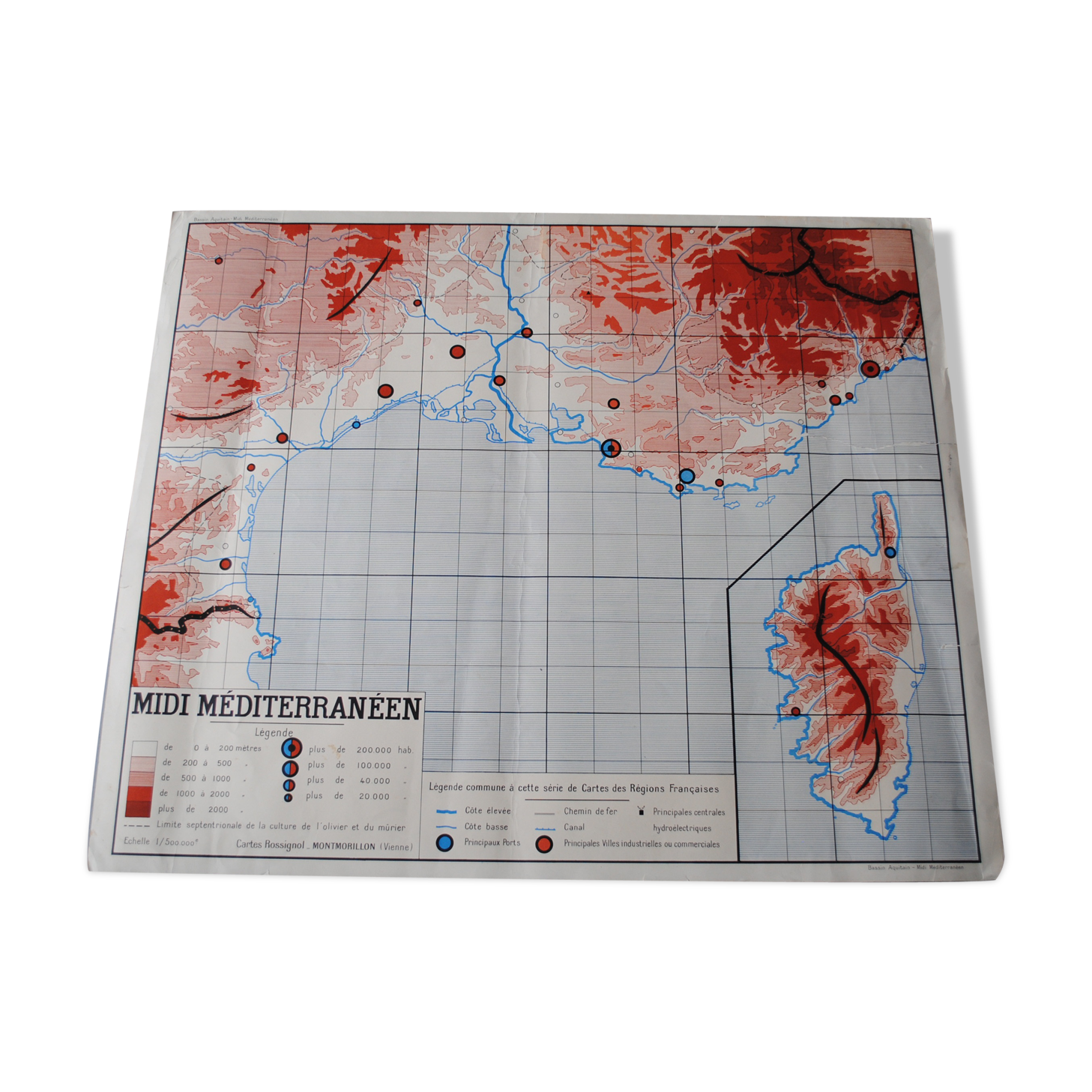 School Nightingale basin Aquitaine and Midi Mediterranean map