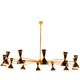 Black lacquered metal 12-arm light chandelier. Contemporary.