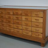 Meuble de mercerie ou comptoir de magasin ancien en érable et chêne britannique, années 1930