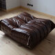 Set of 3 brown leather sofas "Togo" model designed by Michel Ducaroy 1973