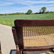 Lot de 2 chaises pliantes en bois et cannage