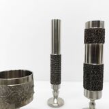 Set of 5 brutalist steel vases and bowls 1970