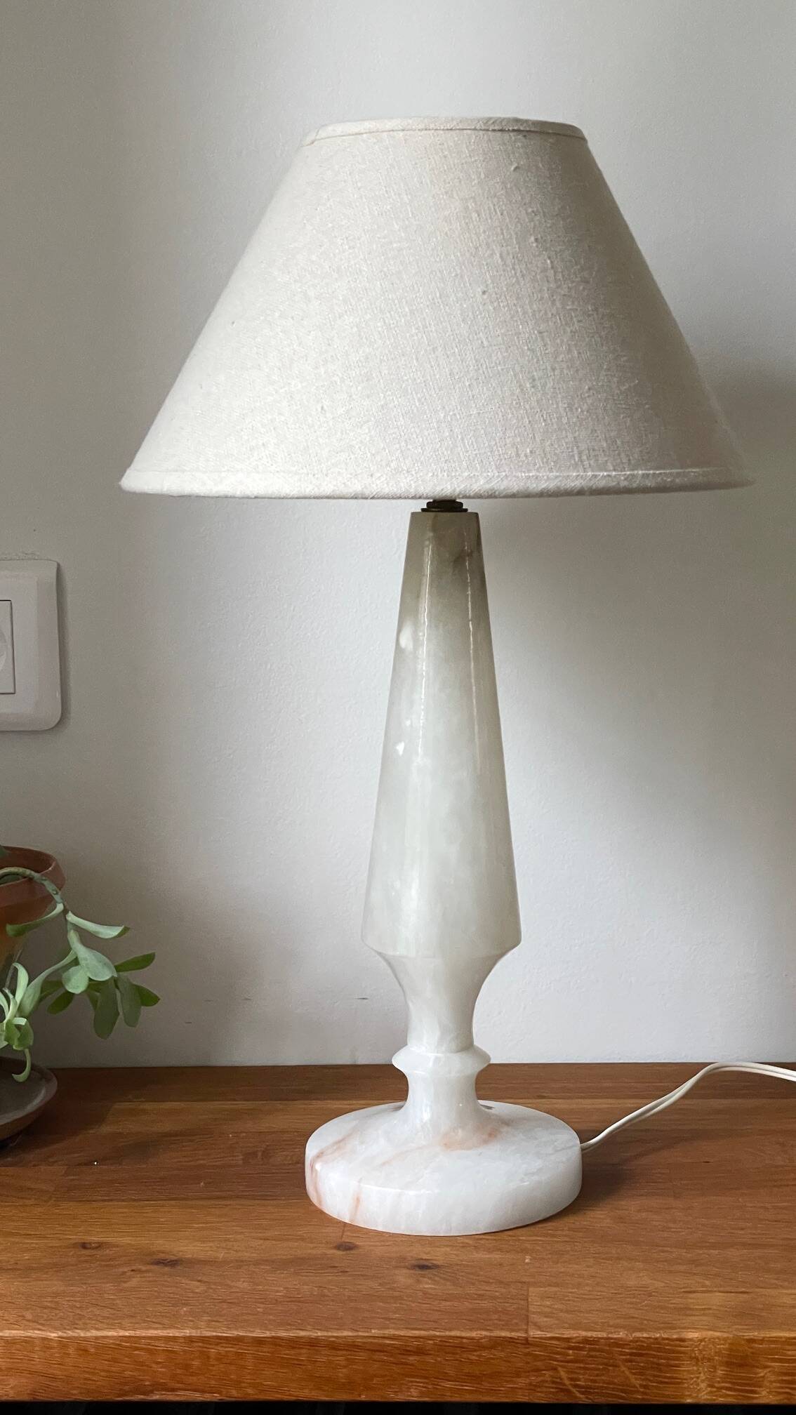 Vintage geometric alabaster stone lamp