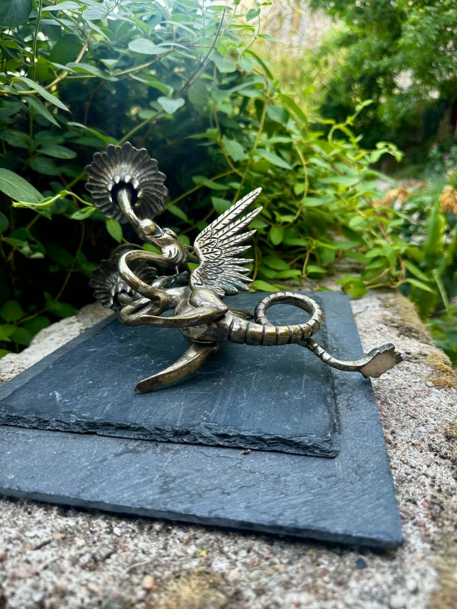 Large silvered bronze chandelier chimera Art Nouveau period
