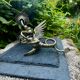 Large silvered bronze chandelier chimera Art Nouveau period